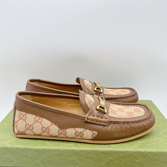 GUCCI Interlocking G Horsebit Logo Supreme Loafer Brown Leather Mens UK 7 US 7.5 - Picture 5 of 14